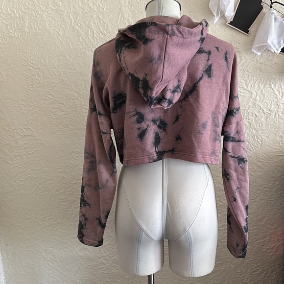 Pretty Little Thing Mauve Pink Black Cropped Zip Up Hoodie Sweatshirt 10 - Picture 5 of 9